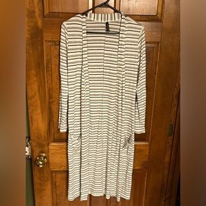 Piphany Eloise Striped Duster Cardigan, Long Sleeves, Pockets, Longline, S/XS